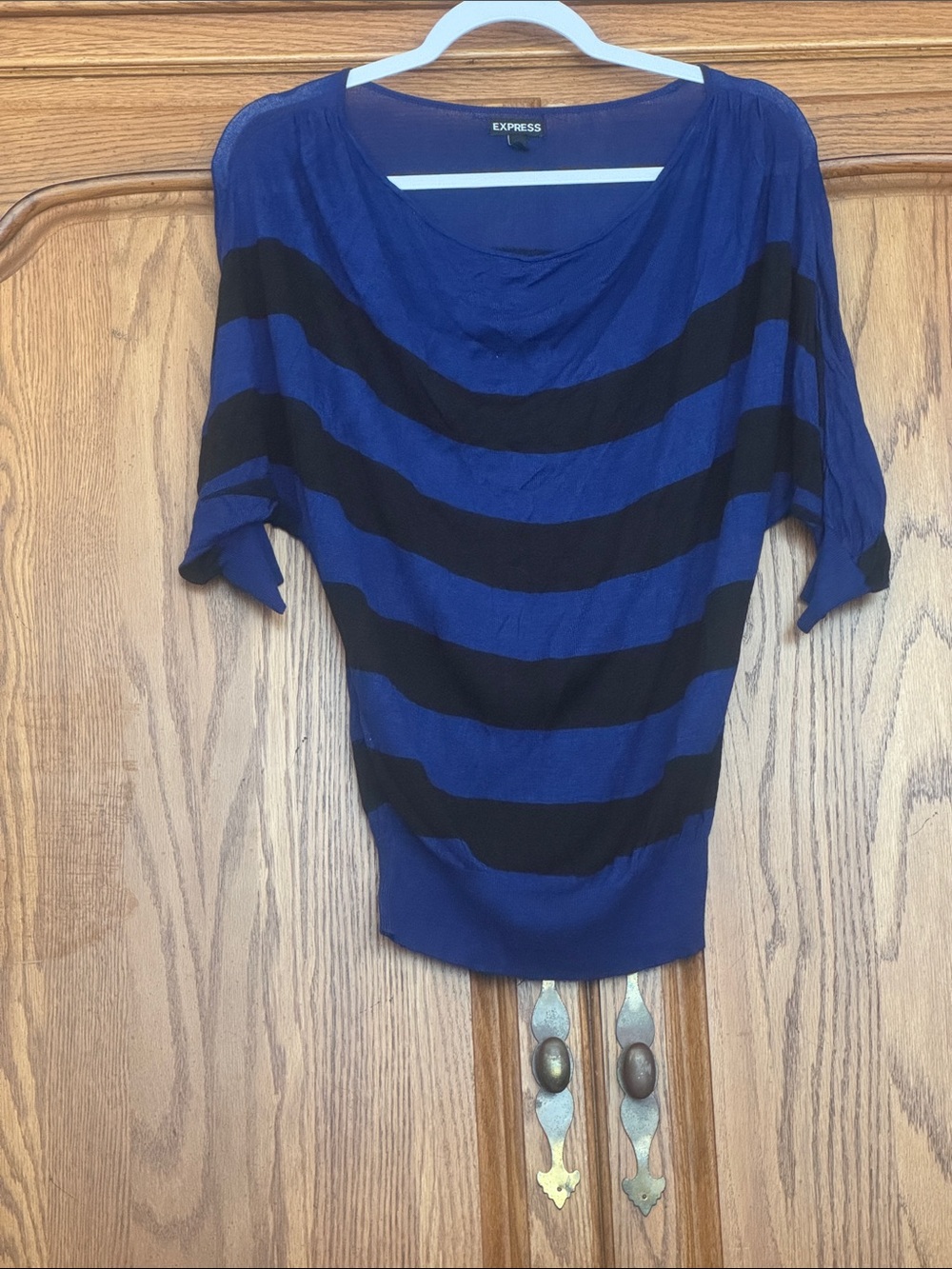 Express Royal Blue and Black Striped Dolman Tunic